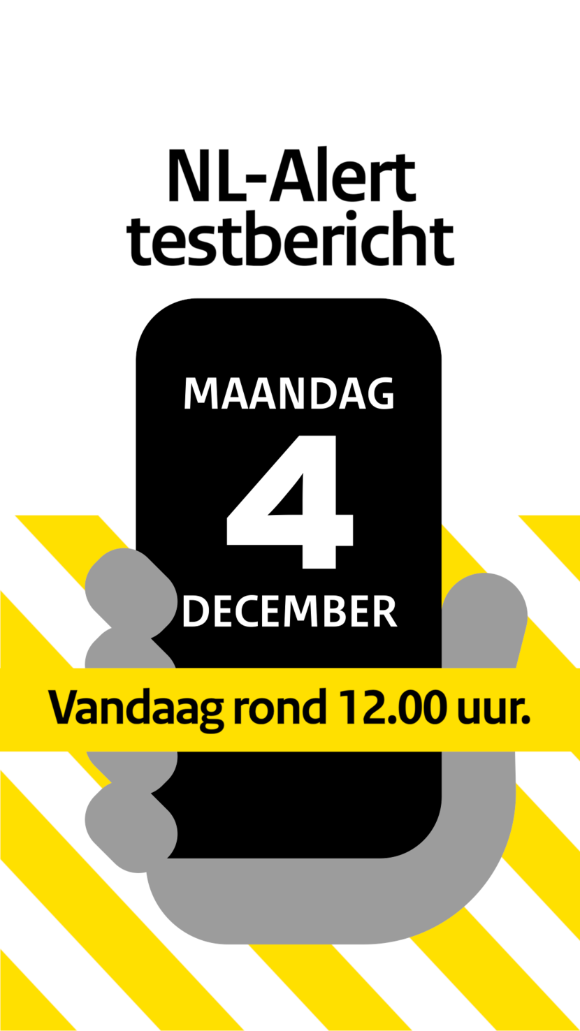 Aankondiging NL-Alert testbericht vandaag rond 12:00